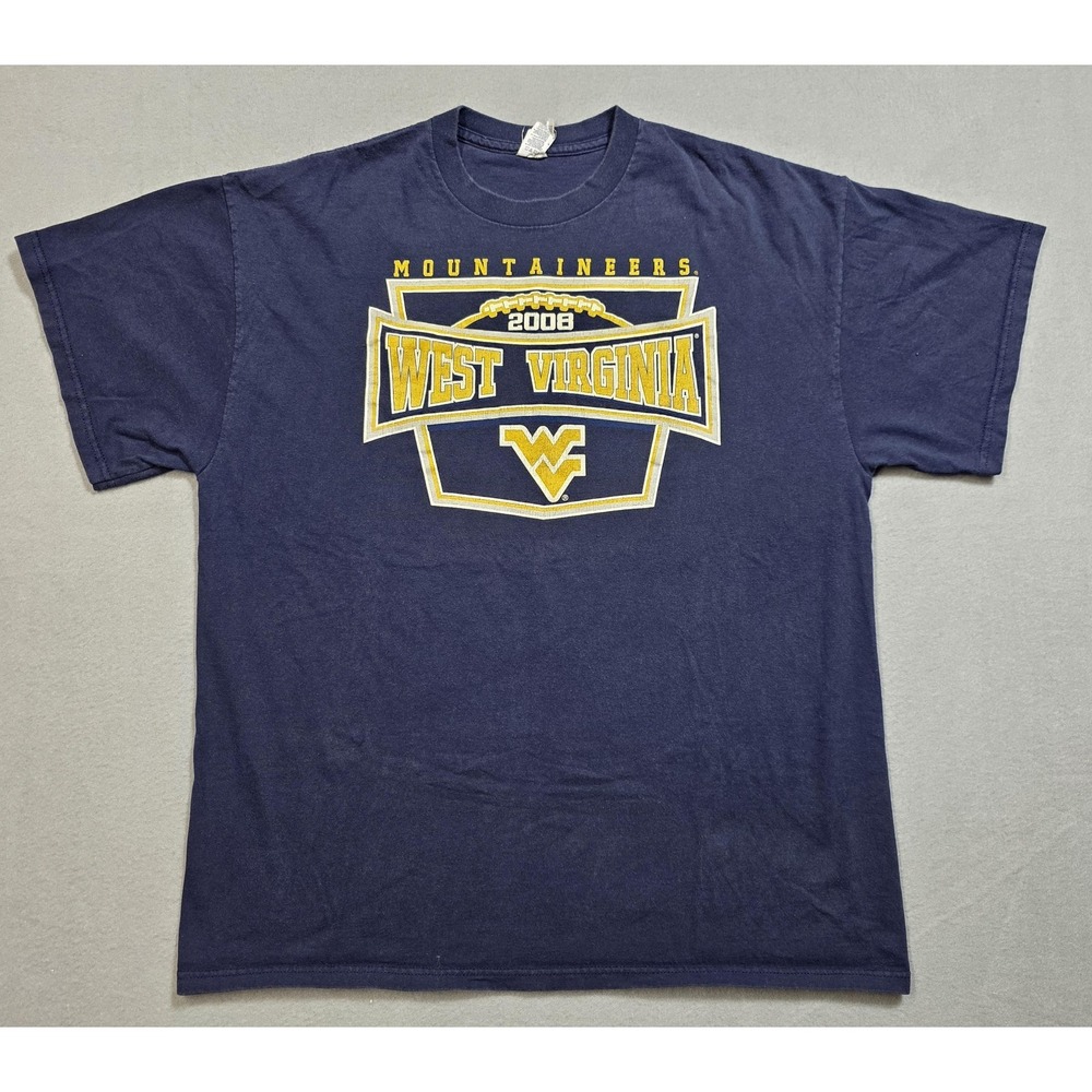 Delta West Virginia Mountaineers Shirt Mens XL Navy Blue 2008 Football Schedule
